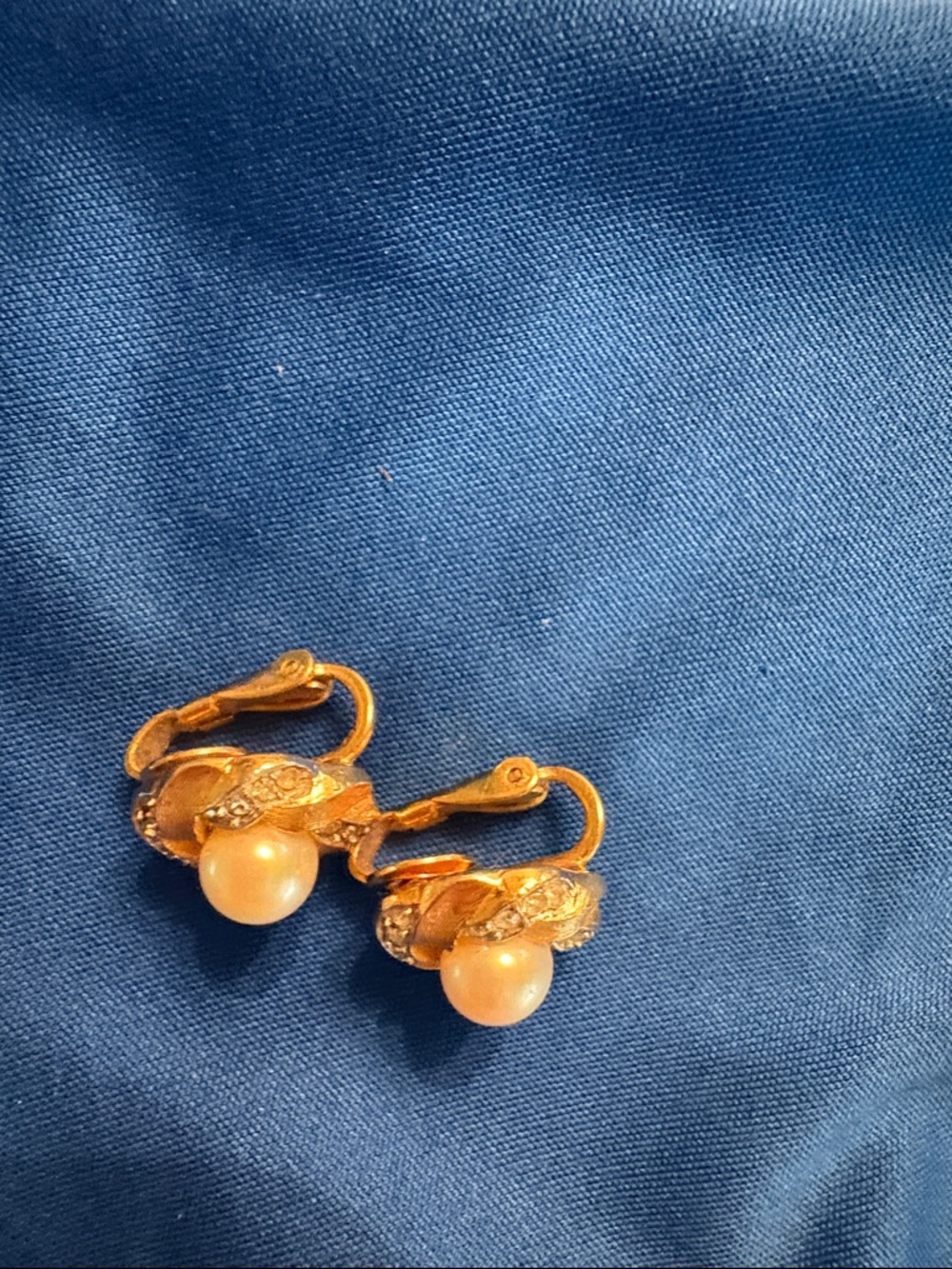 Gold-Tone Pearl and Crystal Knot Clip-On Earrings - Picture 3 of 6